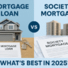 Difference between society mortgage and regular mortgage loan with housing models and legal documents"