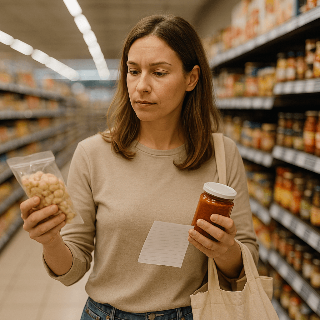 money saving mom in grocery shop